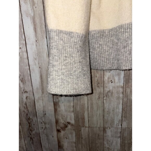 Loft Women's V-neck Long Sleeve Striped Sweater Wool Blend Size XL Green Gray - Picture 5 of 9